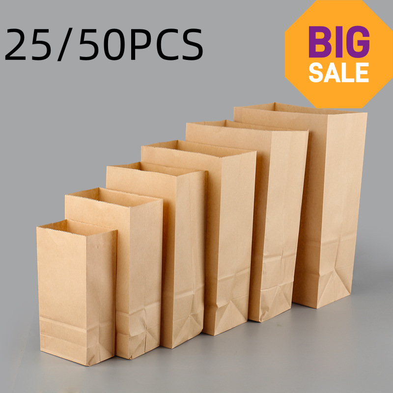 Food Storage Plants - 25/50 szt. Brązowe torby papierowe Kraft,