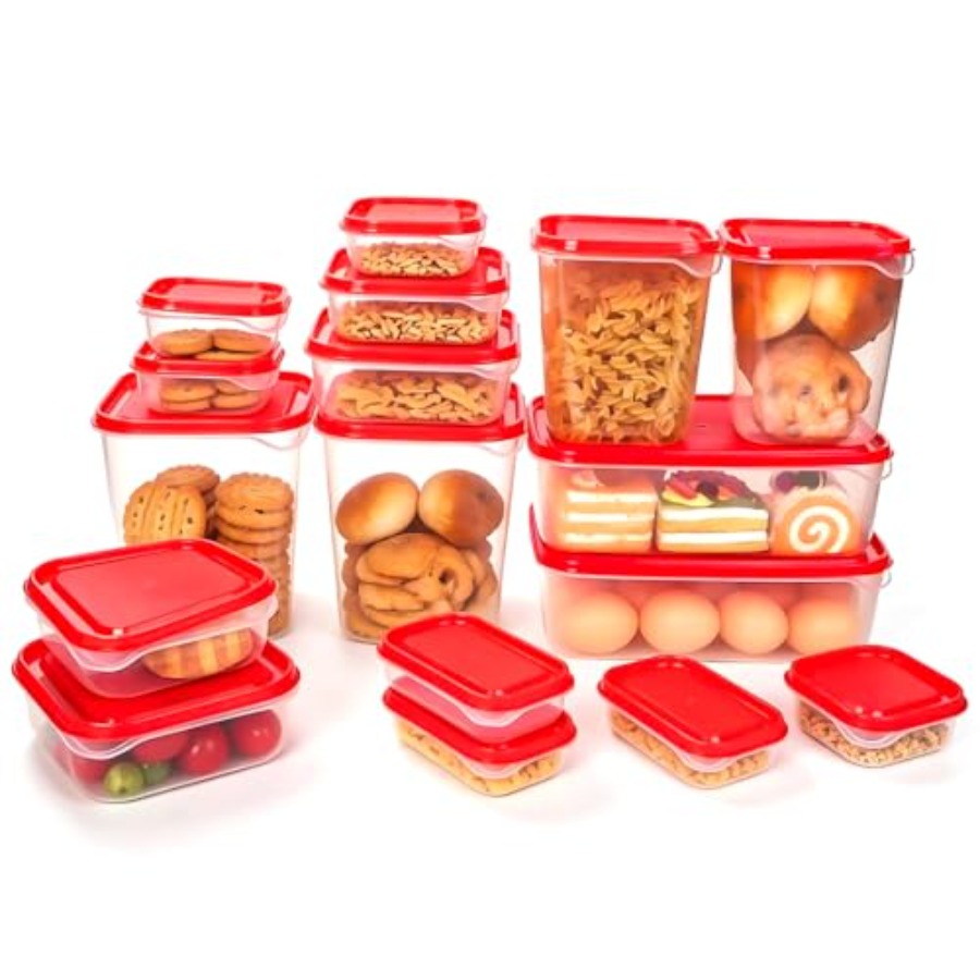 Food Storage Containers Set - 17-częściowy zestaw plastikowych pojemników na żywność,