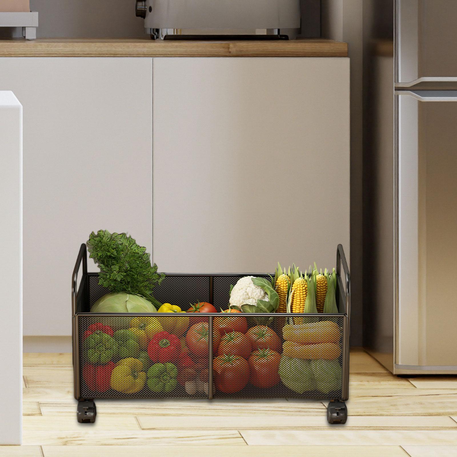 Food Storage On Wheels - Rustykalny kosz z żelaznej siatki na