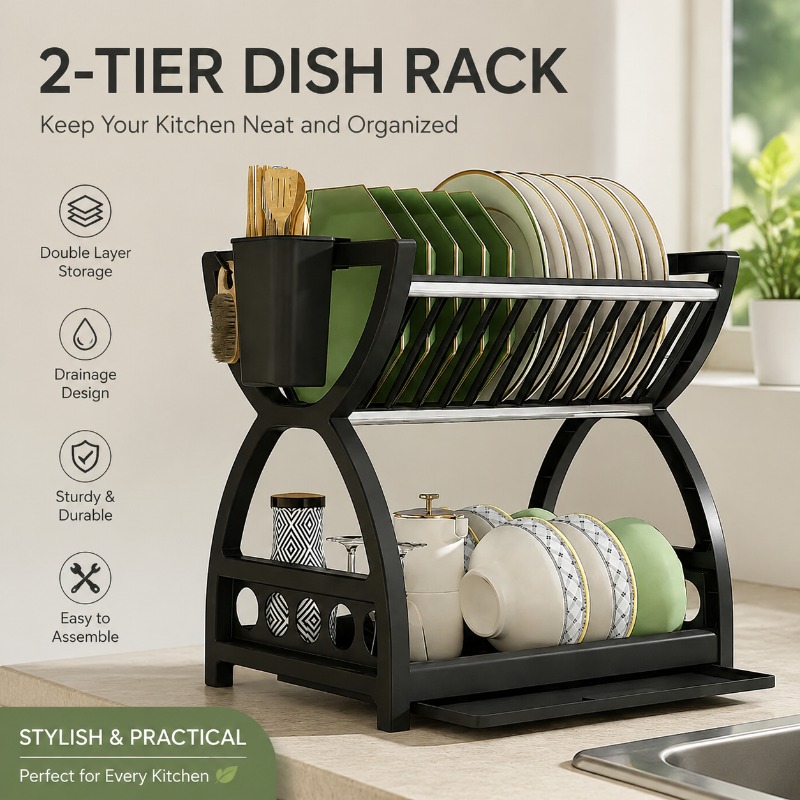 Food Storage Organiser - Dwupoziomowy ociekacz na naczynia na blat