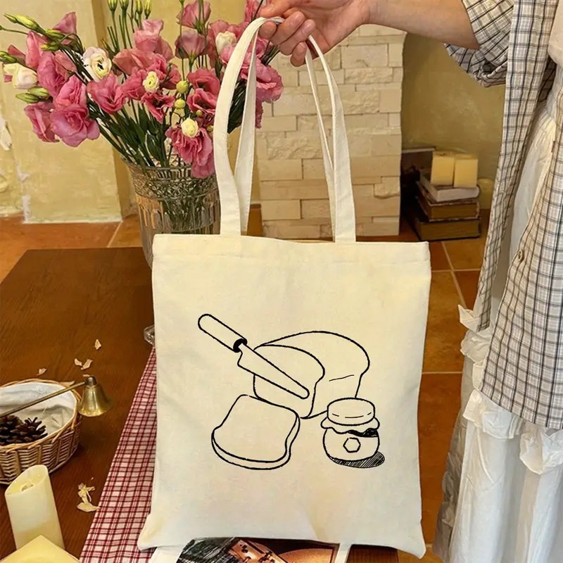 Food Storage Bags Reusable - Torba płócienna z nadrukiem szkiców chleba