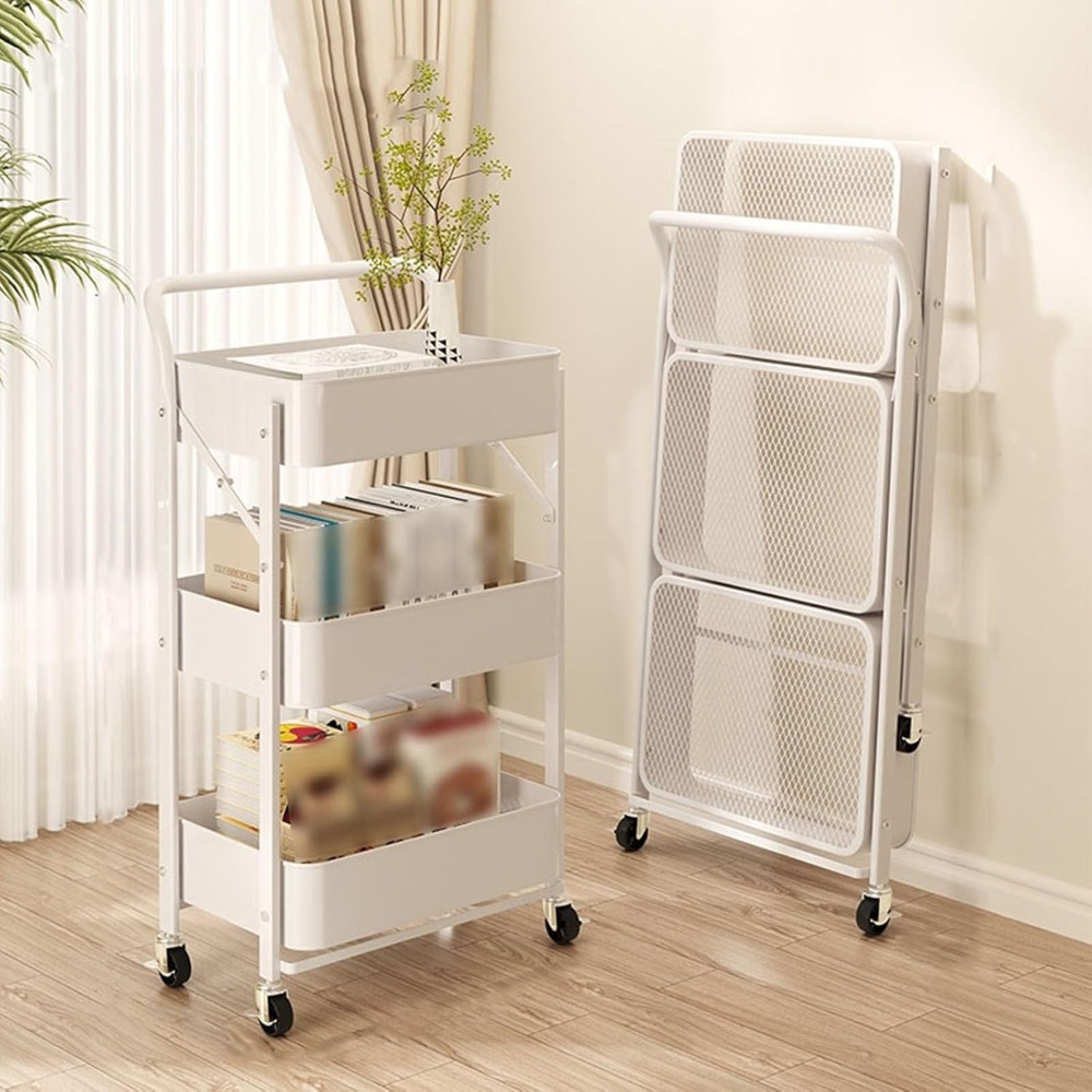 Food Storage On Wheels - Wózek metalowy 3-poziomowy na kółkach, mobilny