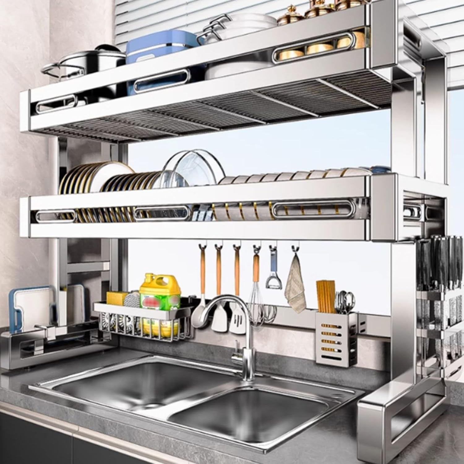 Dwupoziomowy ociekacz na naczy – Food Storage Organiser recenzja i cena